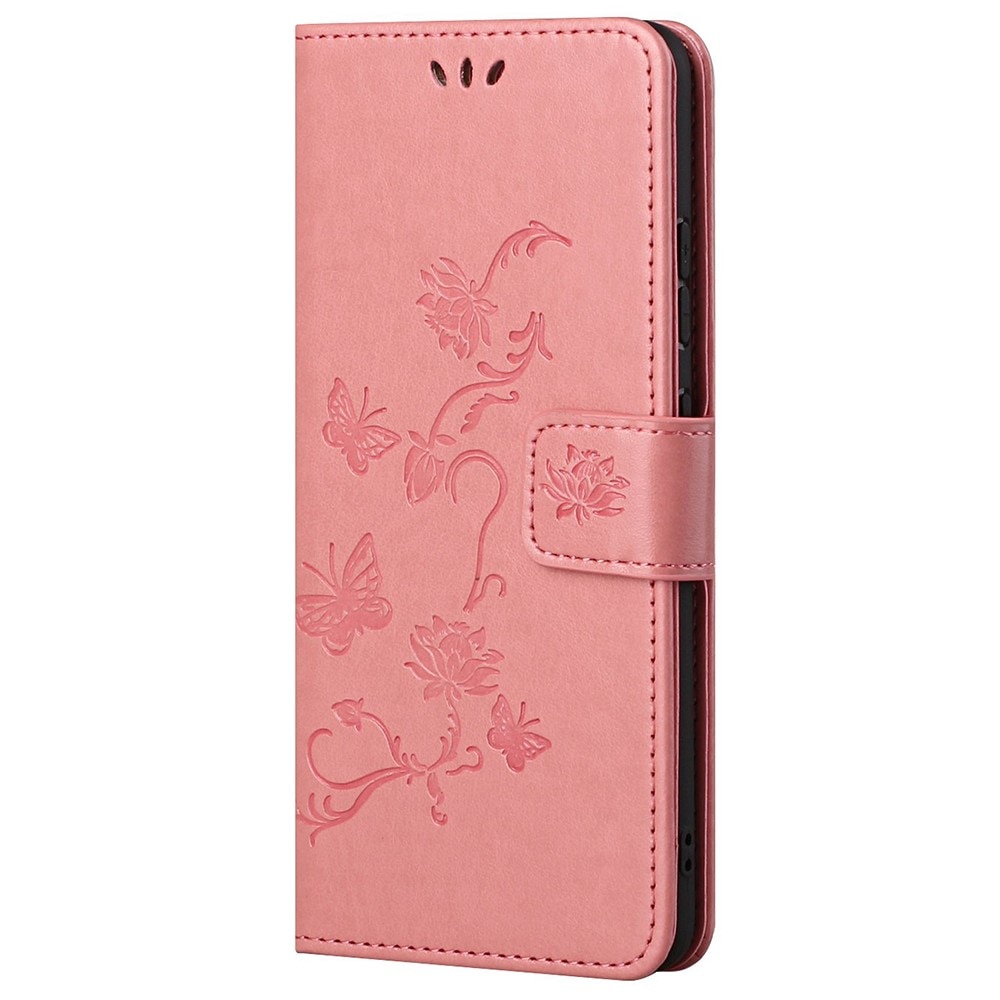 Læderetui Sommerfugle Xiaomi Redmi Note 11 Pro lyserød