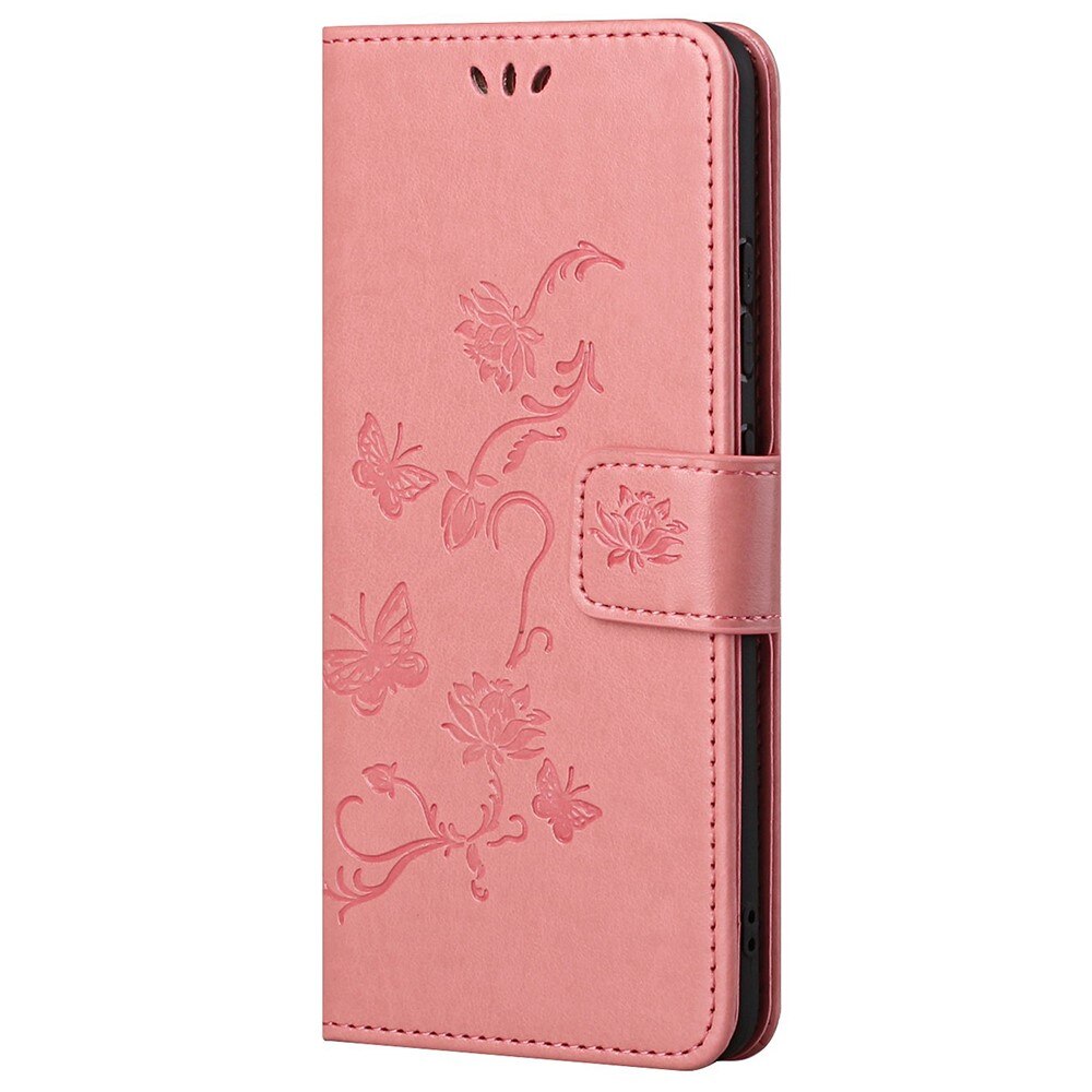 Læderetui Sommerfugle Xiaomi Redmi Note 11 Pro Lyserød