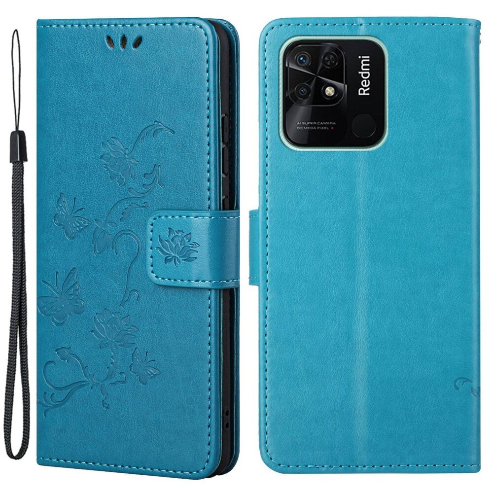Læderetui Sommerfugle Xiaomi Redmi 10C Blå