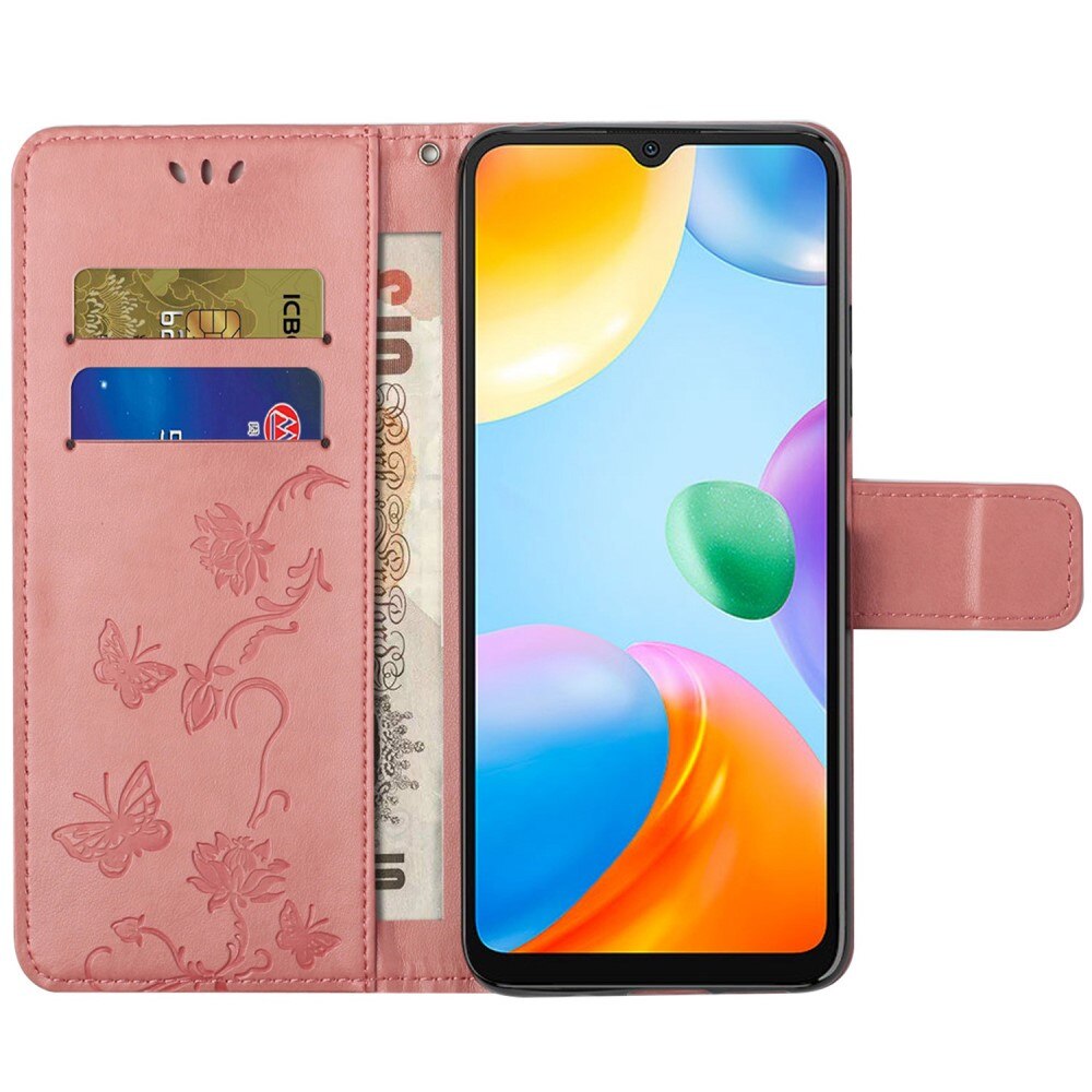 Læderetui Sommerfugle Xiaomi Redmi 10C lyserød