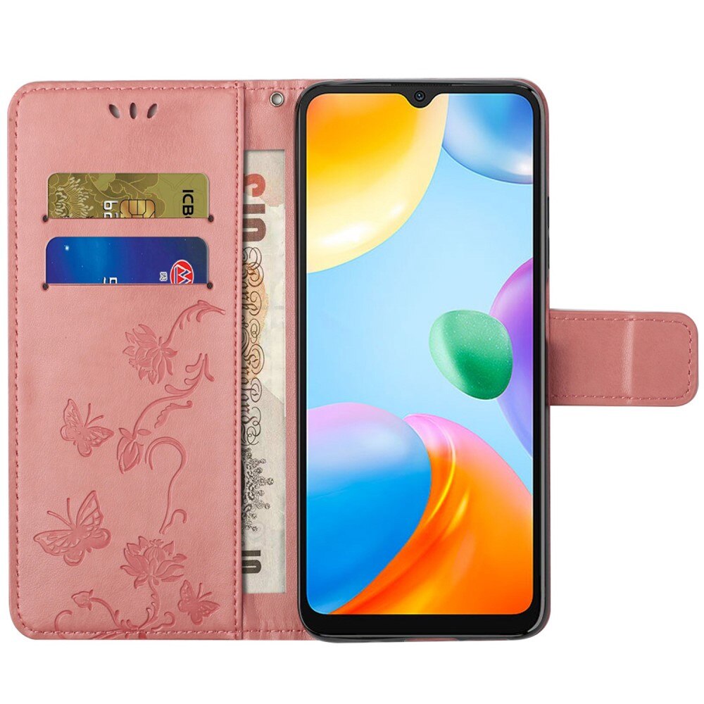 Læderetui Sommerfugle Xiaomi Redmi 10C Lyserød