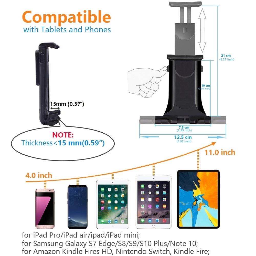 Tabletholder Universal Ventilatorgitter op til 11" sort