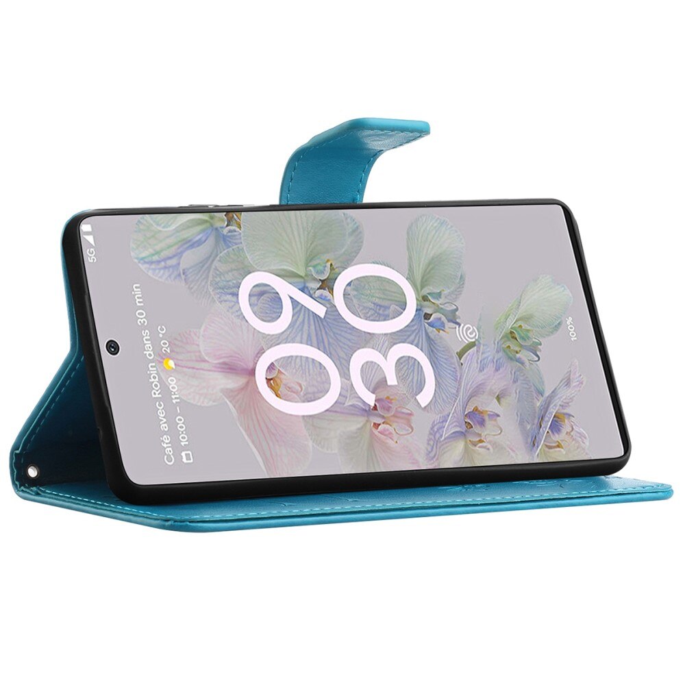 Læderetui Sommerfugle Google Pixel 6a Blå