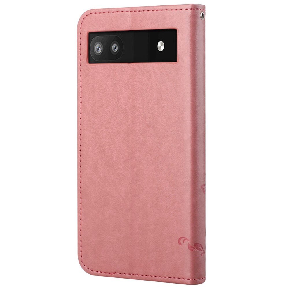 Læderetui Sommerfugle Google Pixel 6a Lyserød