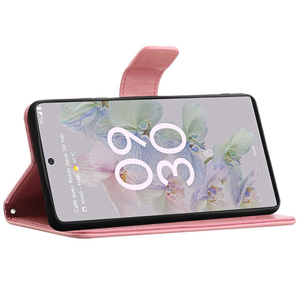 Læderetui Sommerfugle Google Pixel 6a Lyserød
