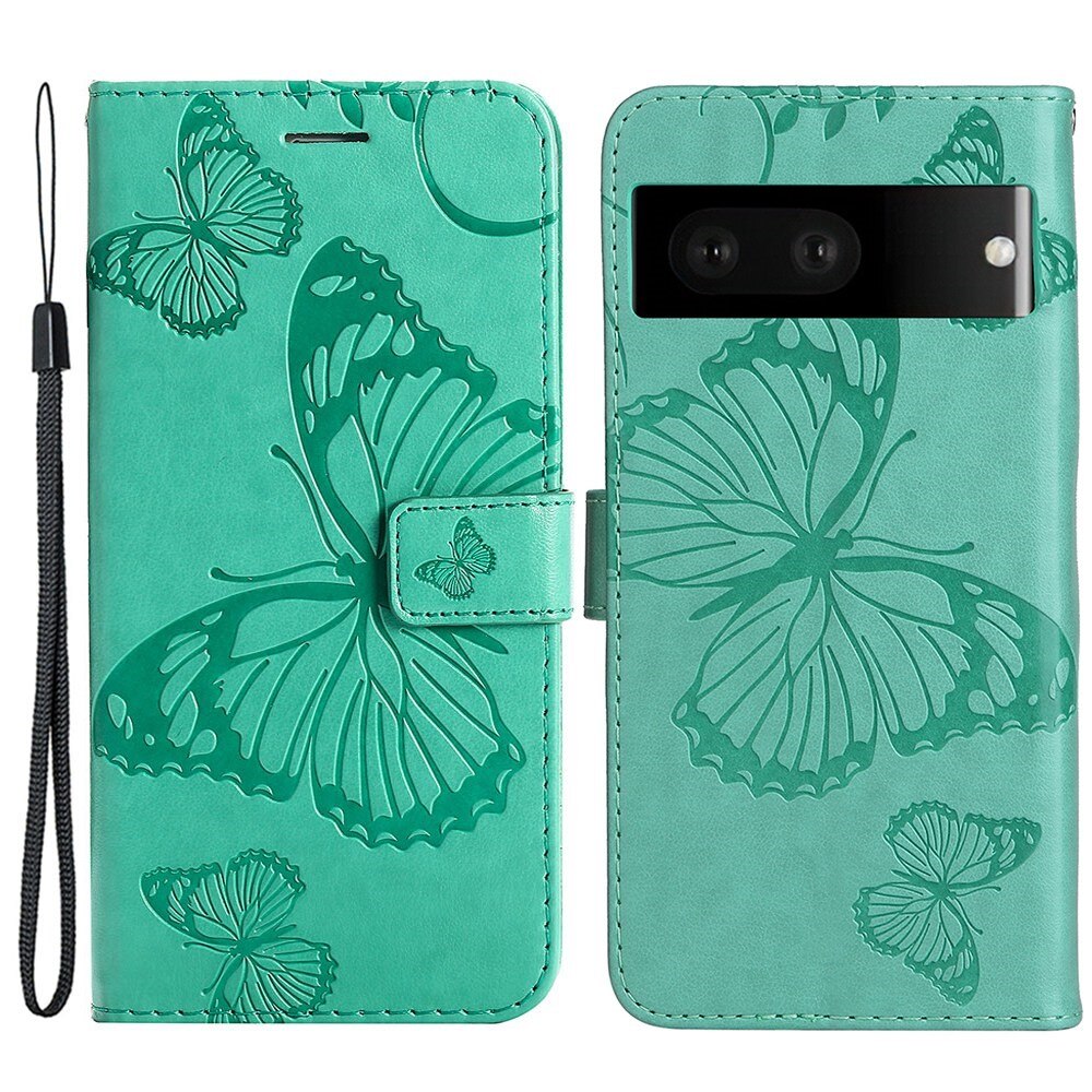 Læderetui Sommerfugle Google Pixel 7 Grøn