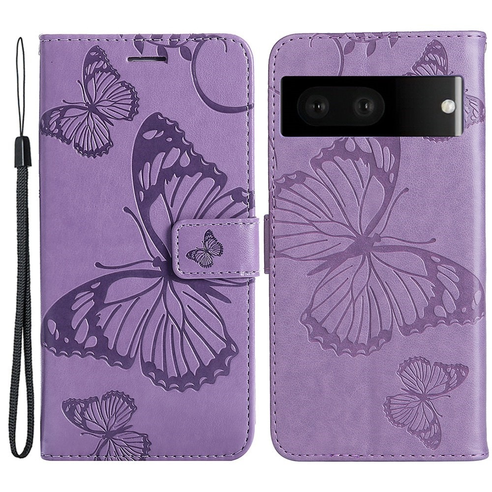 Læderetui Sommerfugle Google Pixel 7 Lilla