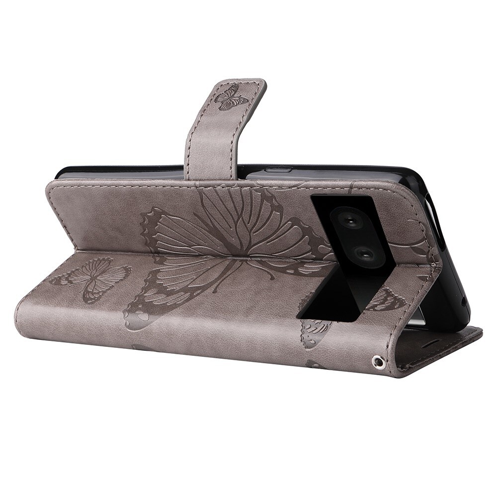 Læderetui Sommerfugle Google Pixel 7 Grå