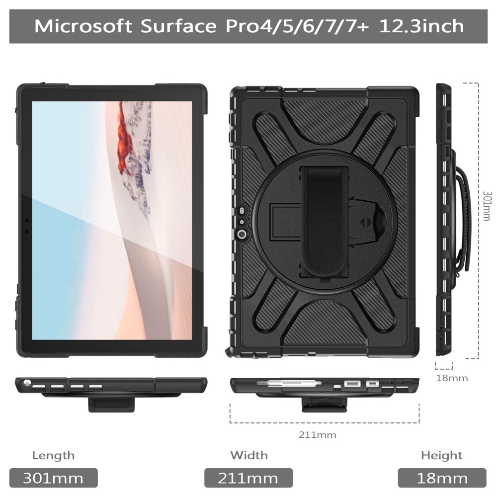 Stødsikker Hybridcover Microsoft Surface Pro 4/5/6/7/7 Plus  sort