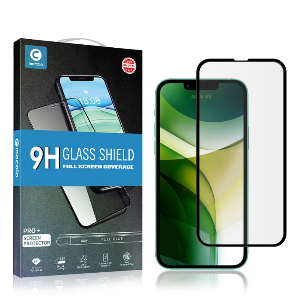 Full-fit Hærdet Glas Skærmbeskytter iPhone 13/13 Pro sort