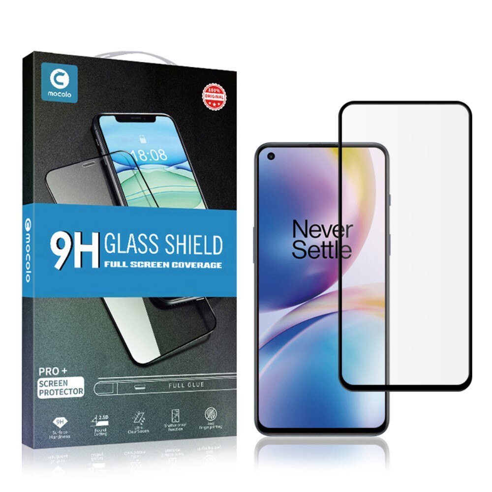 Full-fit Hærdet Glas Skærmbeskytter OnePlus Nord 2 5G sort