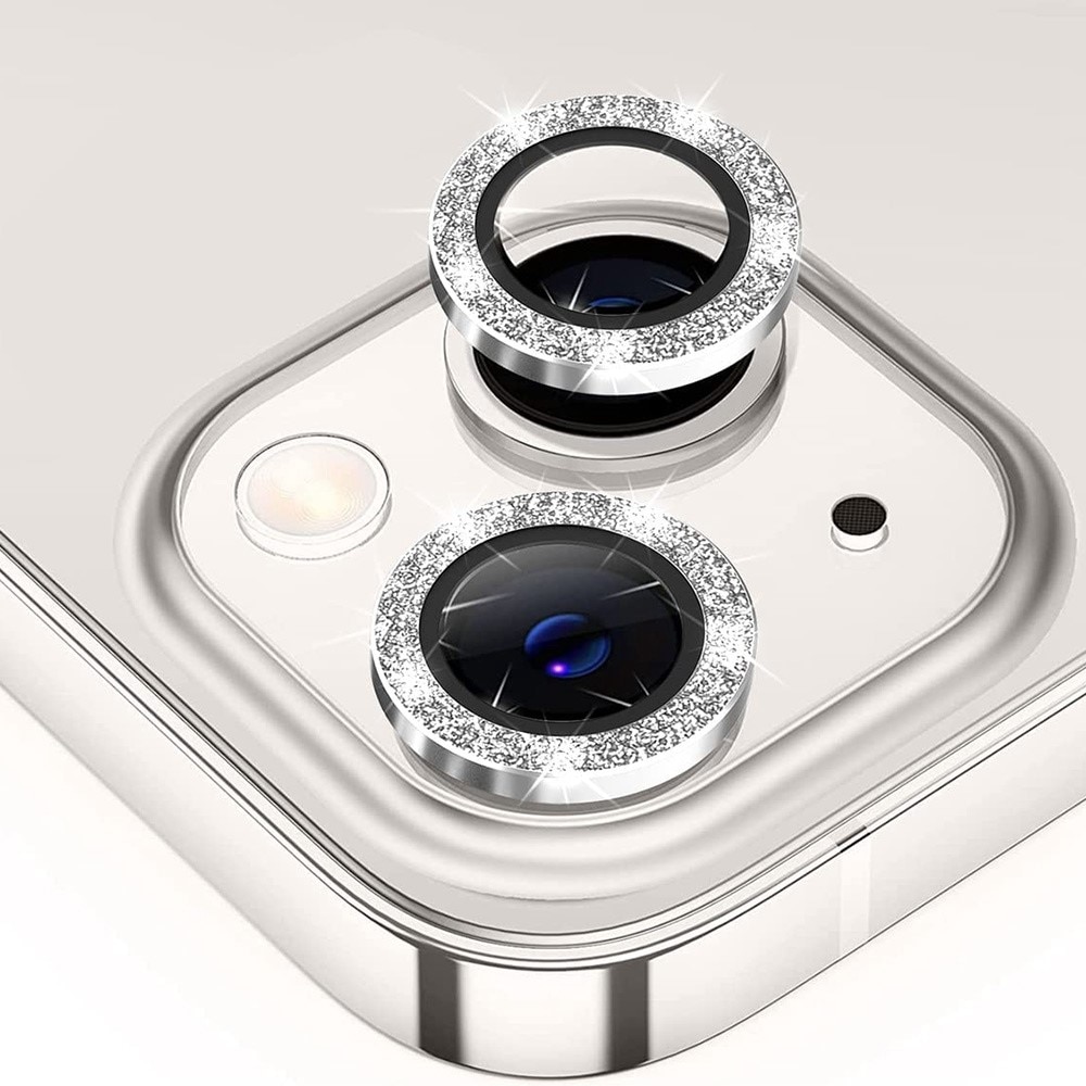 Glitter Linsebeskytter Aluminium iPhone 13 Mini sølv