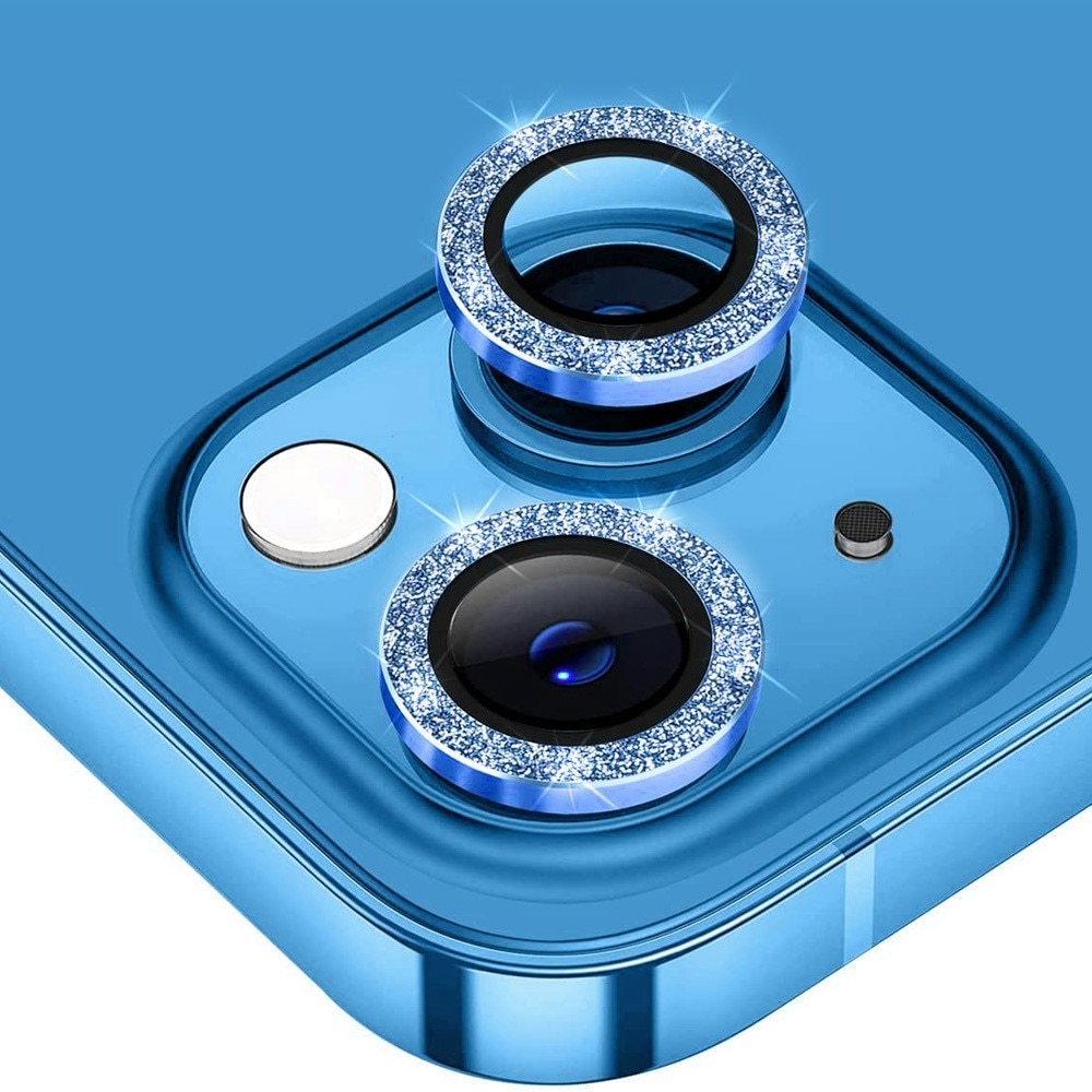 Glitter Linsebeskytter Aluminium iPhone 13/13 Mini blå