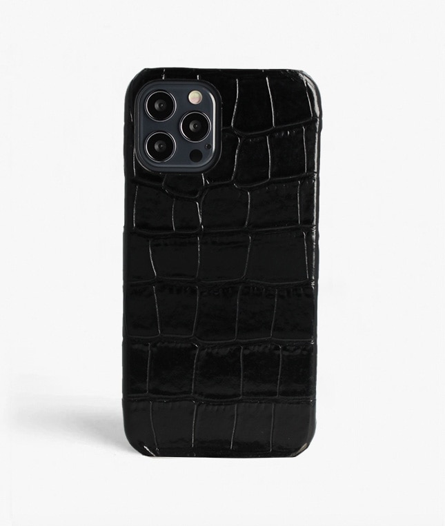 Cover iPhone 12/iPhone 12 Pro Croco Sort