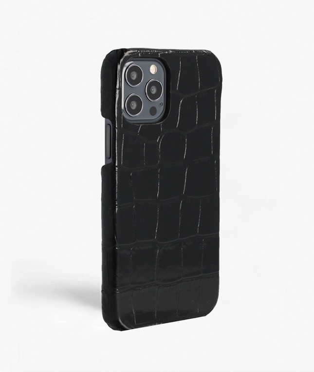 Cover iPhone 12/iPhone 12 Pro Croco Sort