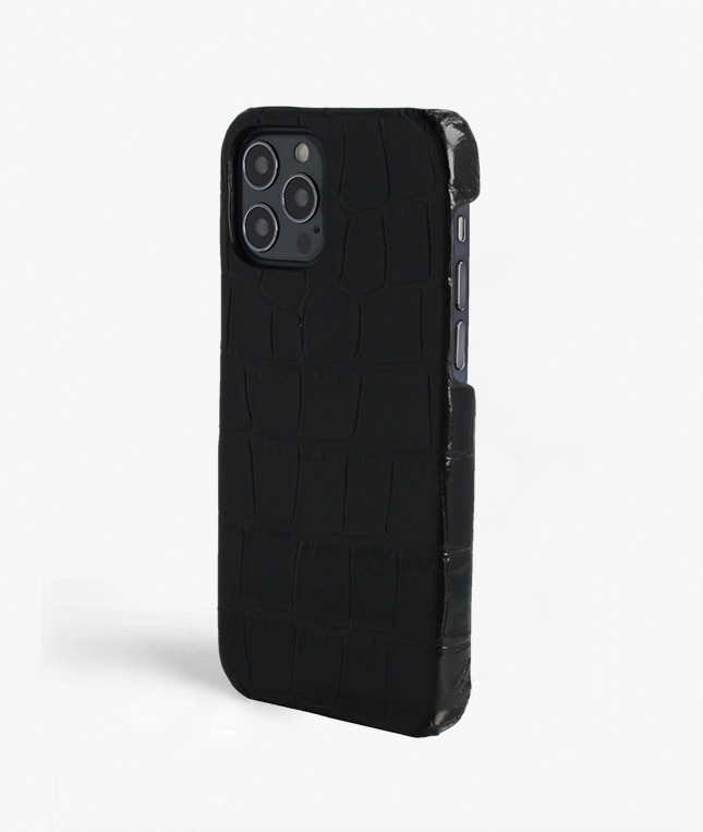 Cover iPhone 12/iPhone 12 Pro Croco Sort