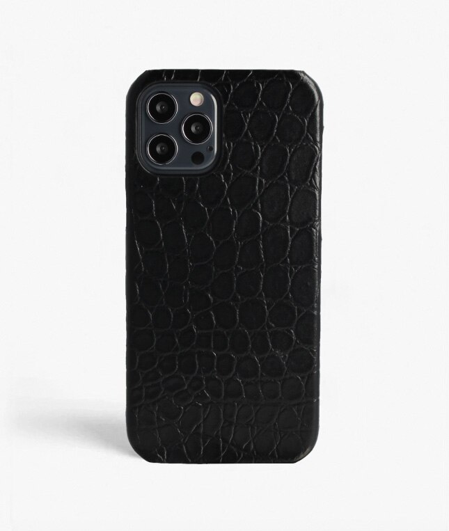 Cover iPhone 12/iPhone 12 Pro Small Croco Sort