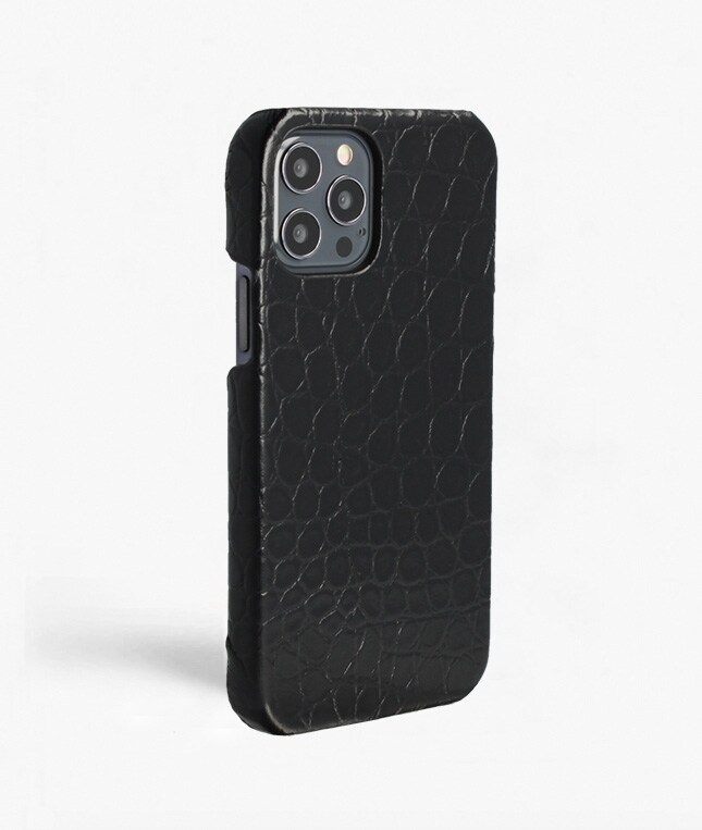Cover iPhone 12/iPhone 12 Pro Small Croco Sort