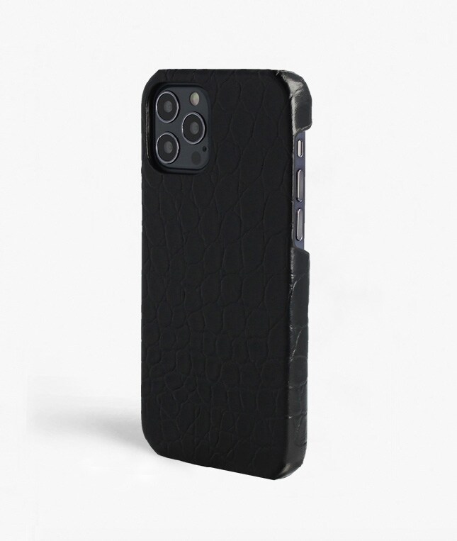 Cover iPhone 12/iPhone 12 Pro Small Croco Sort