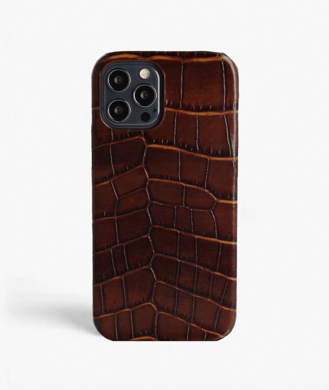 Cover iPhone 12/iPhone 12 Pro Croco Brun