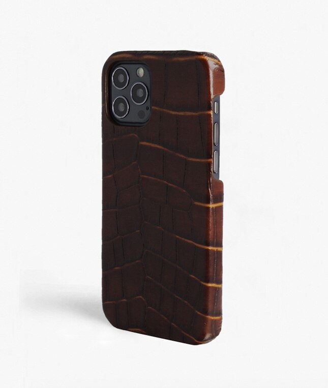 Cover iPhone 12/iPhone 12 Pro Croco Brun