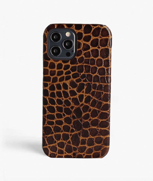 Cover iPhone 12/iPhone 12 Pro Small Croco Brun