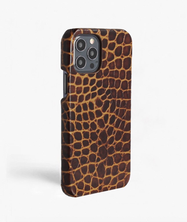 Cover iPhone 12/iPhone 12 Pro Small Croco Brun