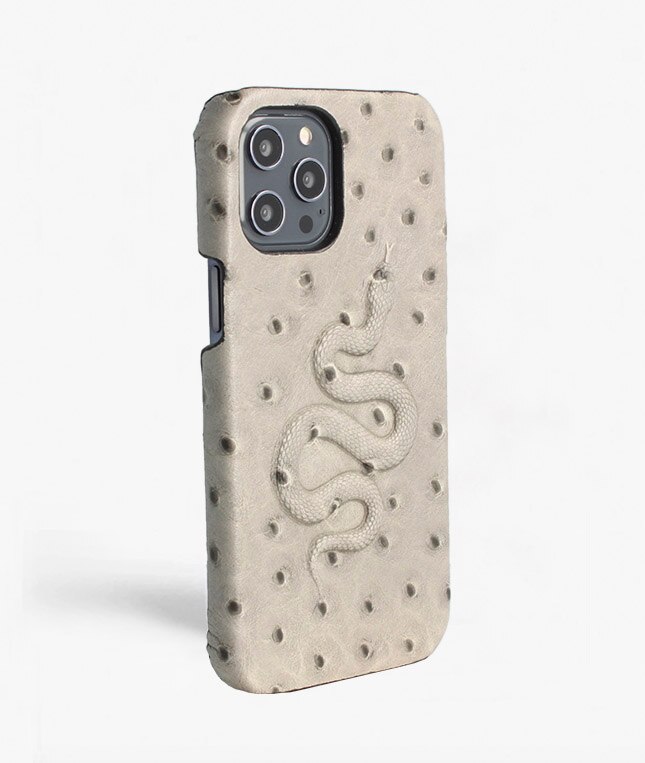Cover iPhone 12 Pro Max Snake Ostrich Grey