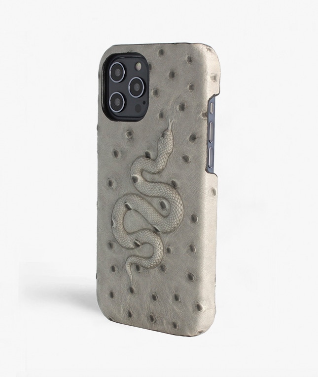 Cover iPhone 12 Pro Max Snake Ostrich Grey