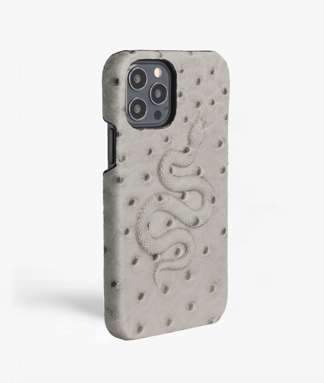 Cover iPhone 12/iPhone 12 Pro Snake Ostrich Grey