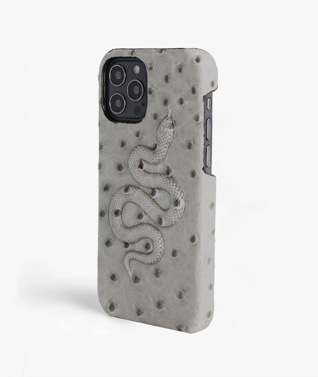 Cover iPhone 12/iPhone 12 Pro Snake Ostrich Grey