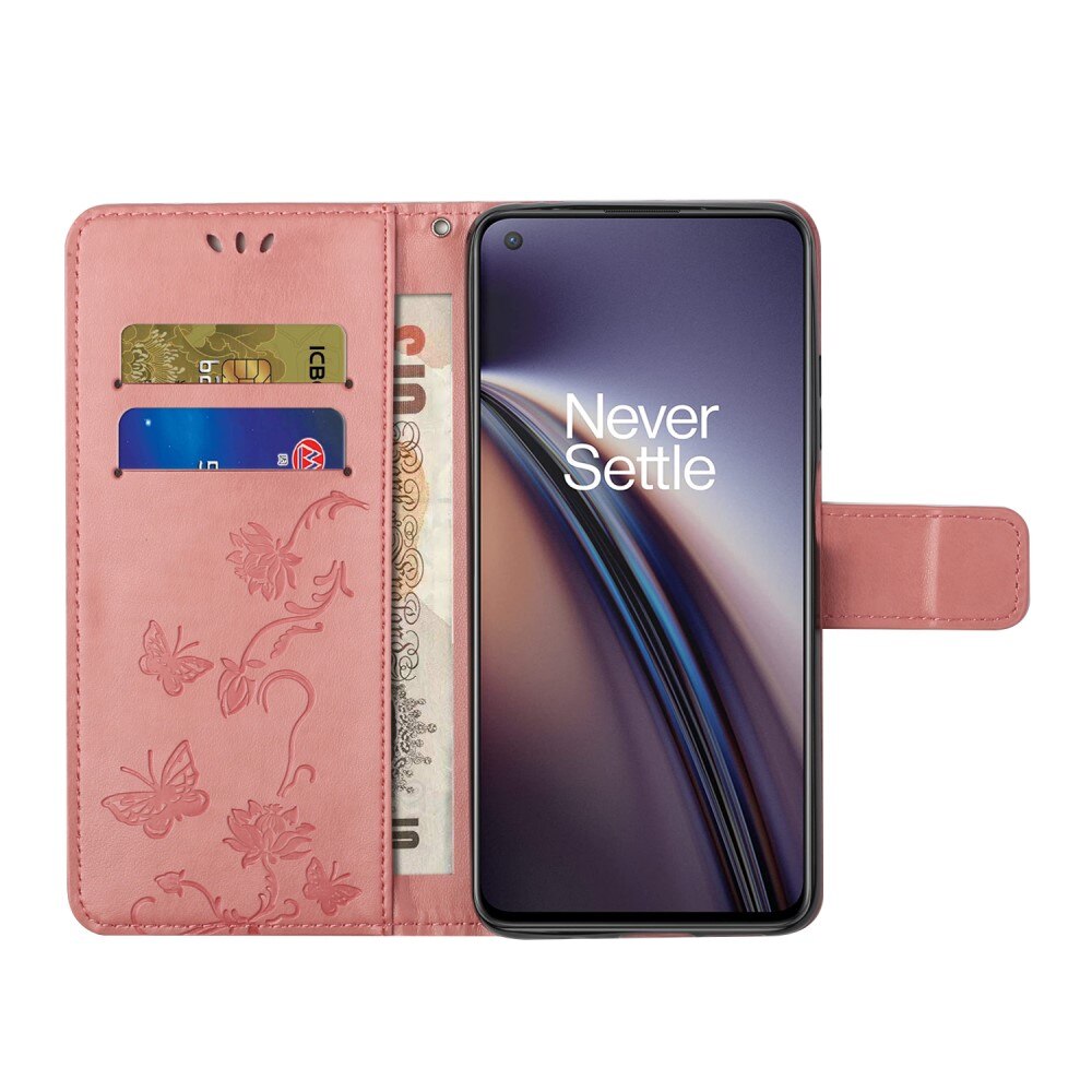 Læderetui Sommerfugle  OnePlus Nord CE 5G Lyserød