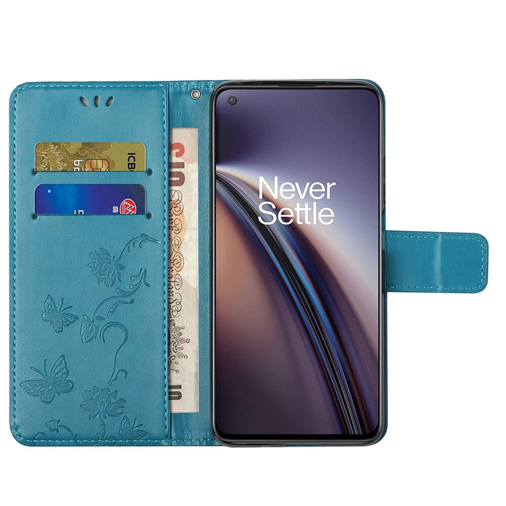 Læderetui Sommerfugle  OnePlus Nord 2 5G Blå
