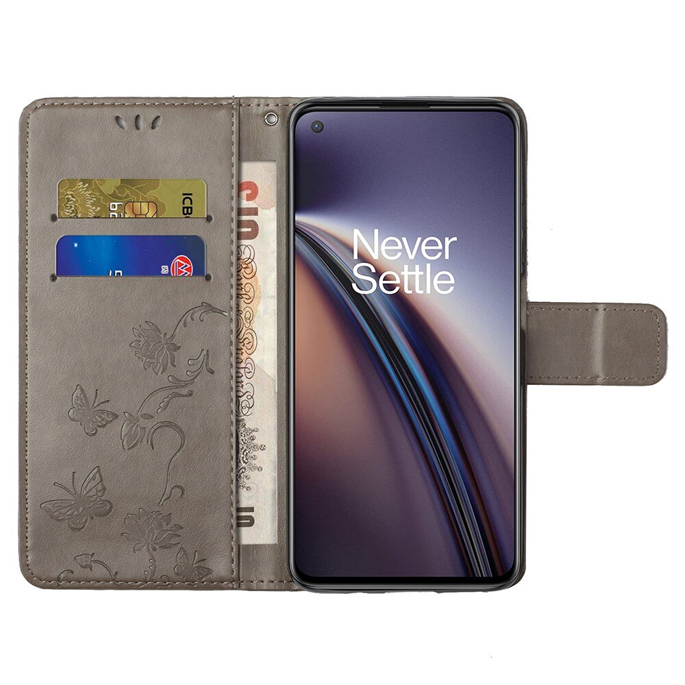 Læderetui Sommerfugle  OnePlus Nord 2 5G Grå