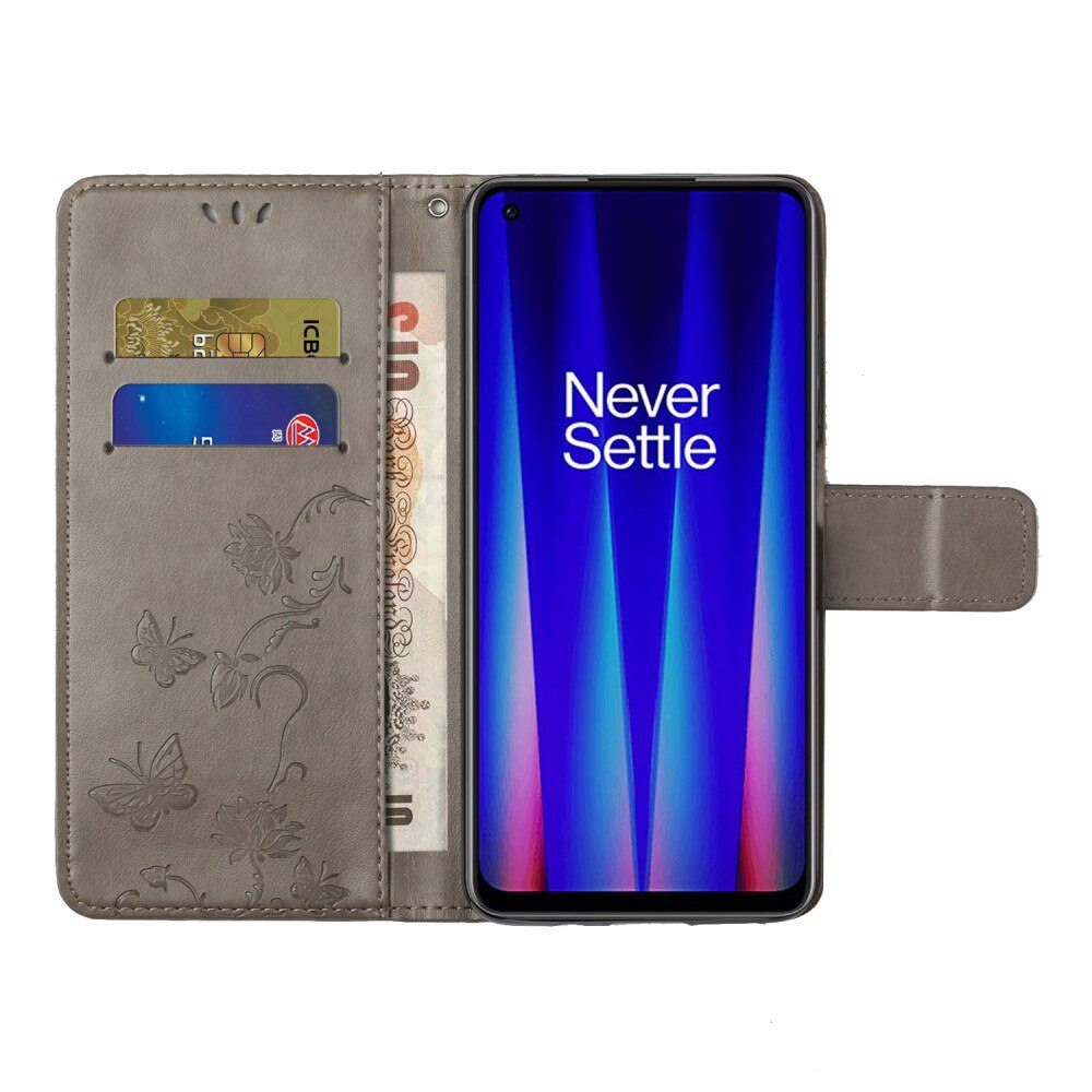 Læderetui Sommerfugle  OnePlus Nord CE 5G Grå