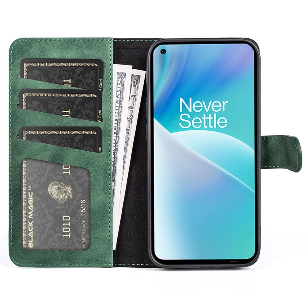 Color Splicing Tegnebogsetui OnePlus Nord 2T 5G grøn