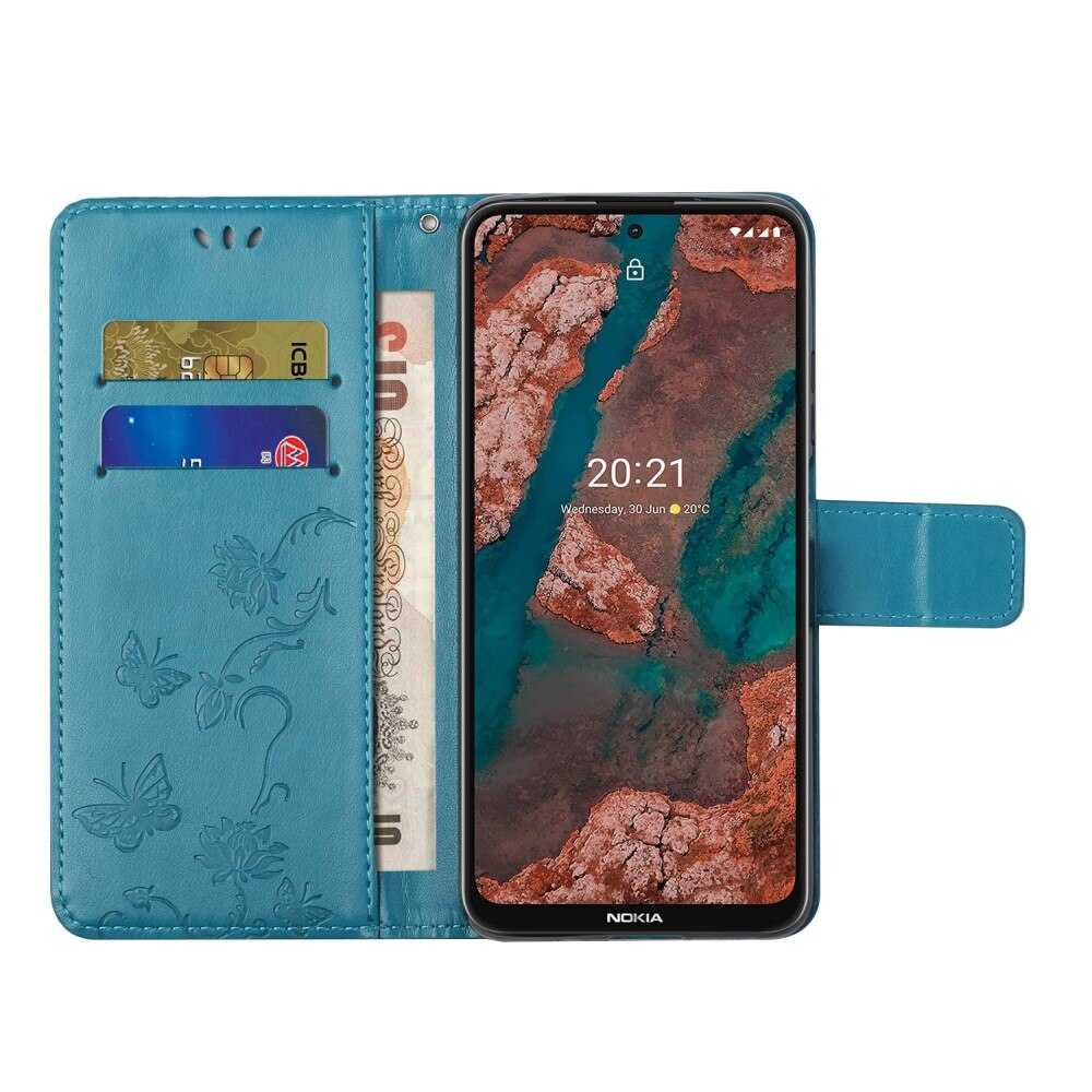 Læderetui Sommerfugle Nokia X20/X10 Blå