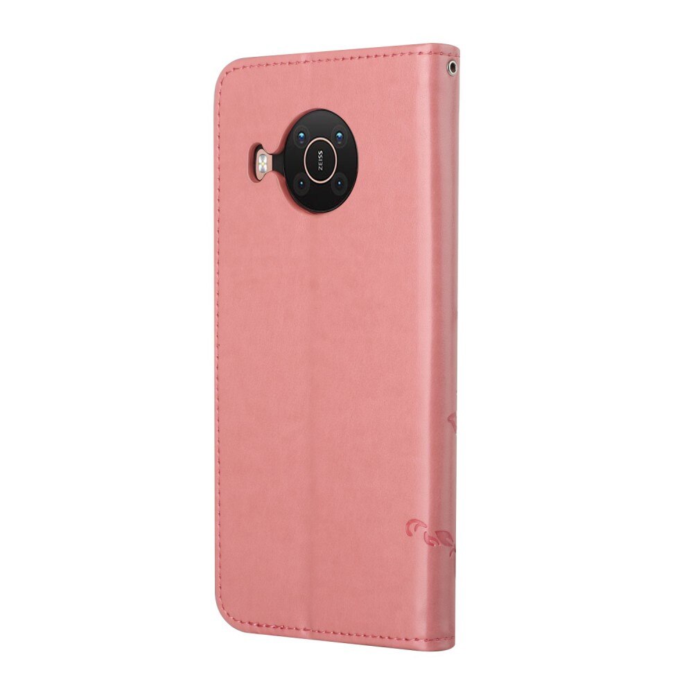 Læderetui Sommerfugle Nokia X20/X10 Lyserød