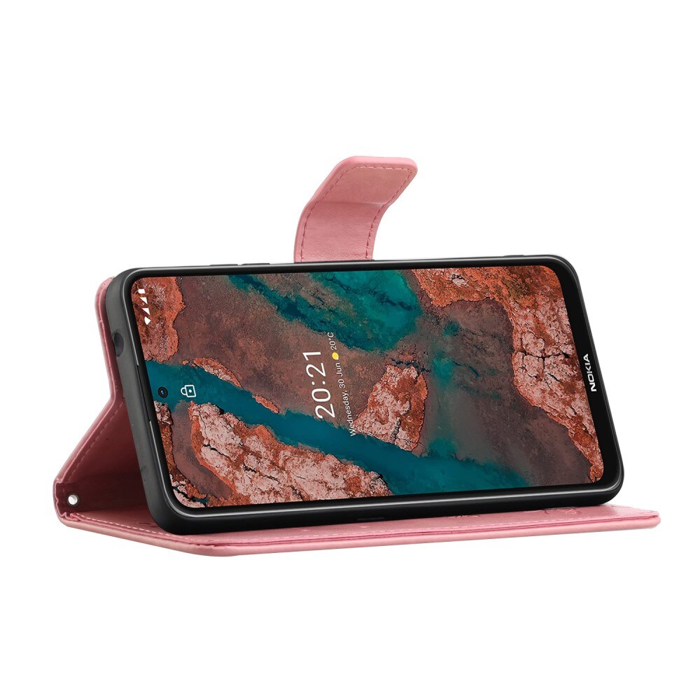 Læderetui Sommerfugle Nokia X20/X10 Lyserød