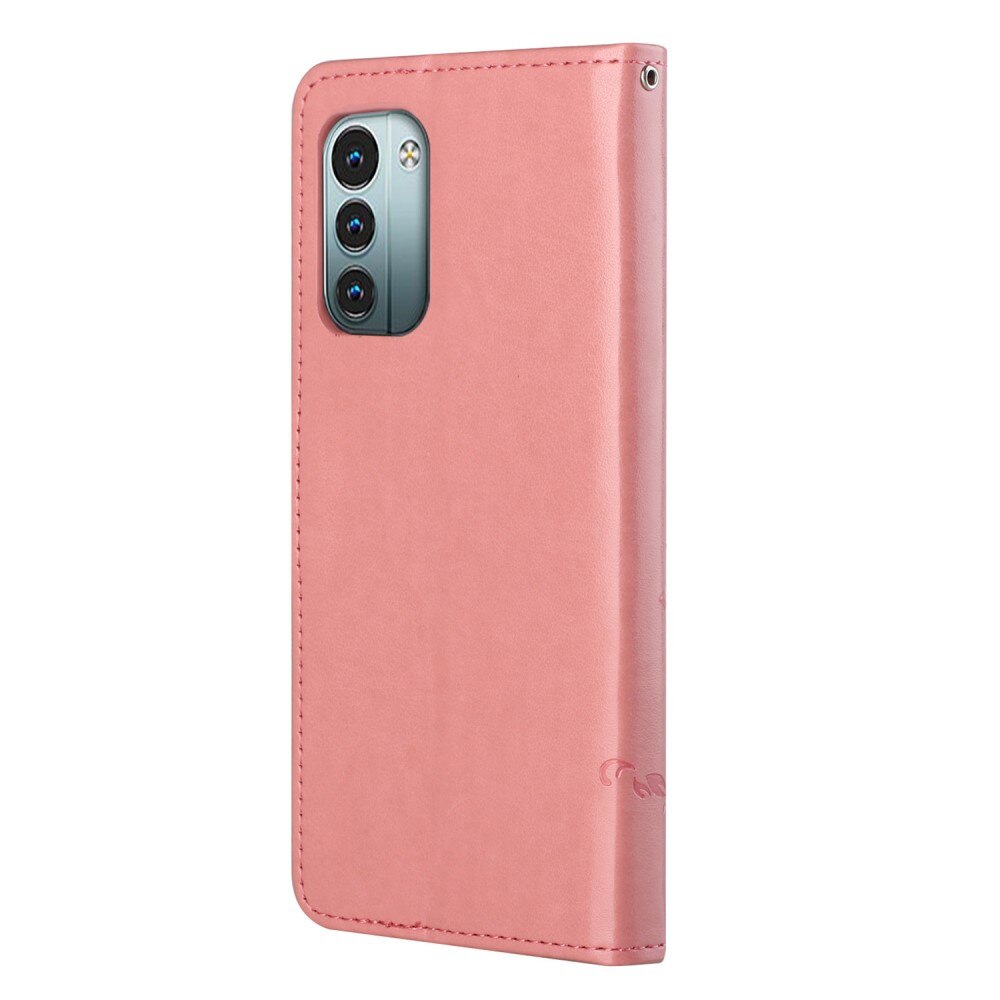 Læderetui Sommerfugle  Nokia G11/Nokia G21 Lyserød