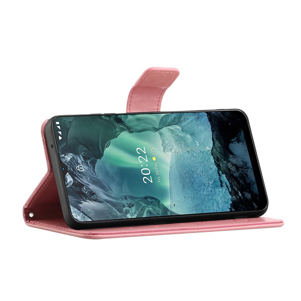 Læderetui Sommerfugle  Nokia G11/Nokia G21 Lyserød