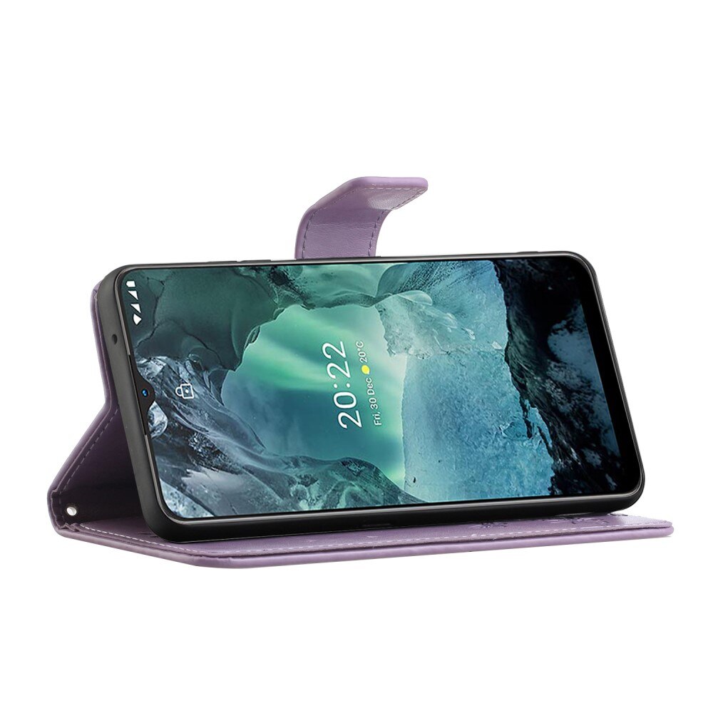 Læderetui Sommerfugle  Nokia G11/Nokia G21 Lilla
