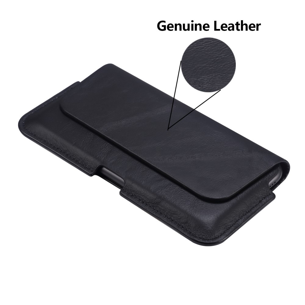 Bæltetaske mobil Læder XL sort