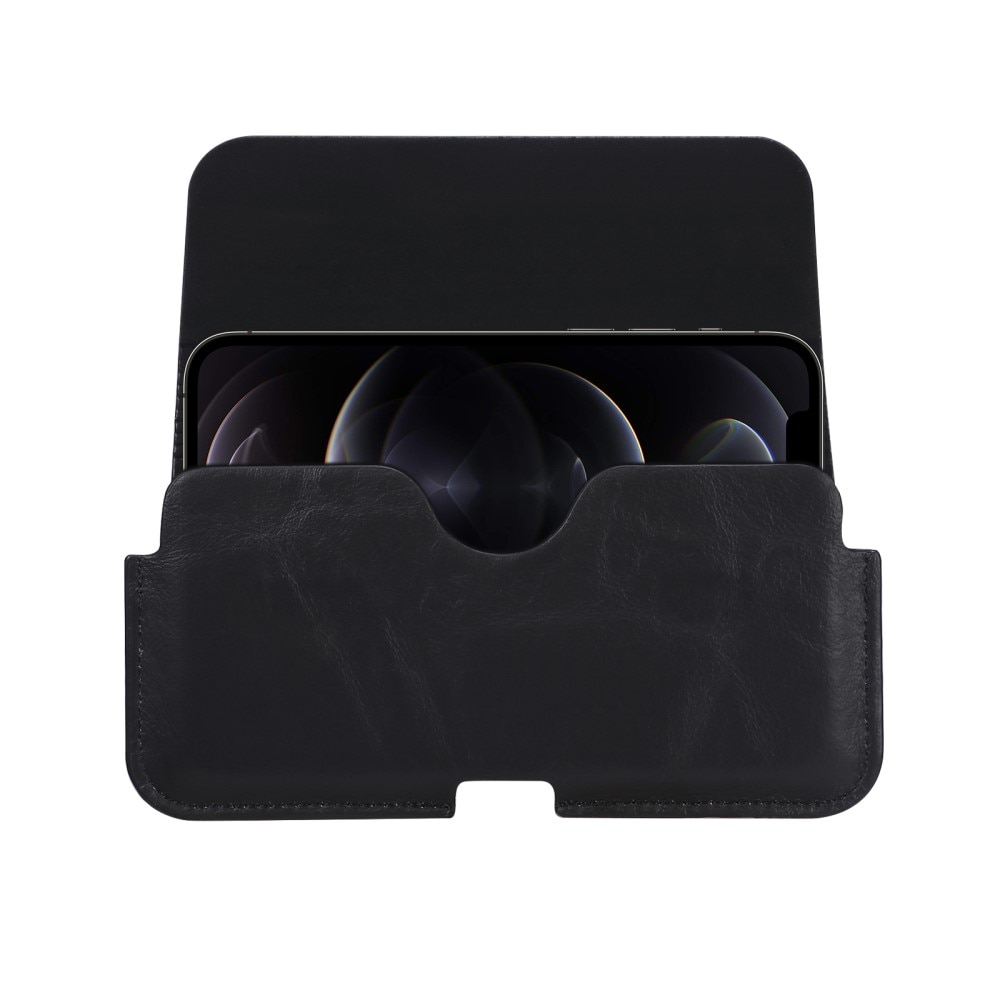 Bæltetaske Læder iPhone 12 sort