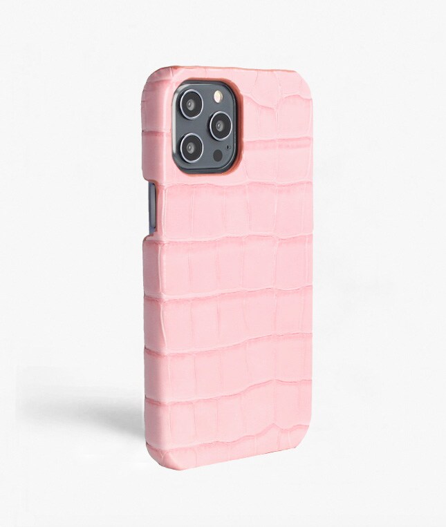 Cover iPhone 12 Pro Max Croco Lyserød