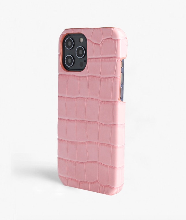 Cover iPhone 12 Pro Max Croco Lyserød