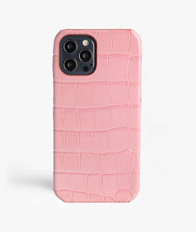 Cover iPhone 12/iPhone 12 Pro Croco Lyserød