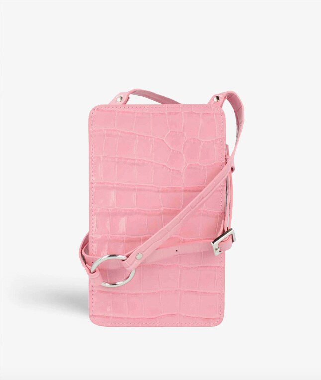 Smart Crossbody Taske Croco Lyserød