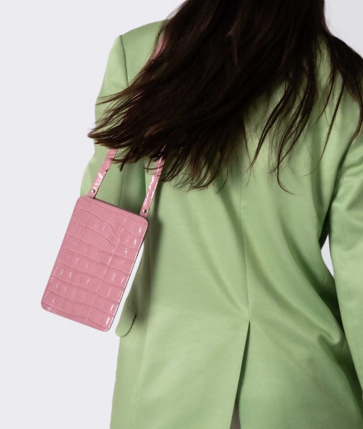 Smart Crossbody Taske Croco Lyserød