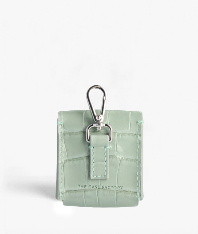 Attachable AirPods Leather Case Croco Pastell Teal